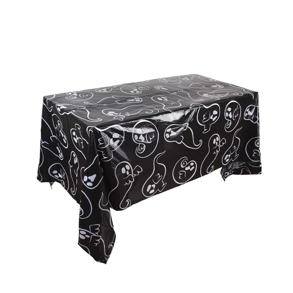 1Pc Disposable Plastic Halloween Tablecloth Pumpkin Spider Web Bat Print Table Cover Home Halloween Party Table Decor Supplies