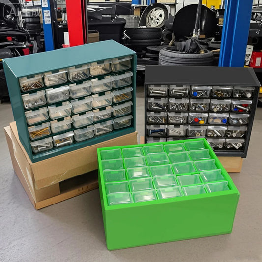 25 Drawers Part Toolbox, Wall Mounted Organizer Cabinet for Hardware Screws Electronic Components Plastic Storage Case