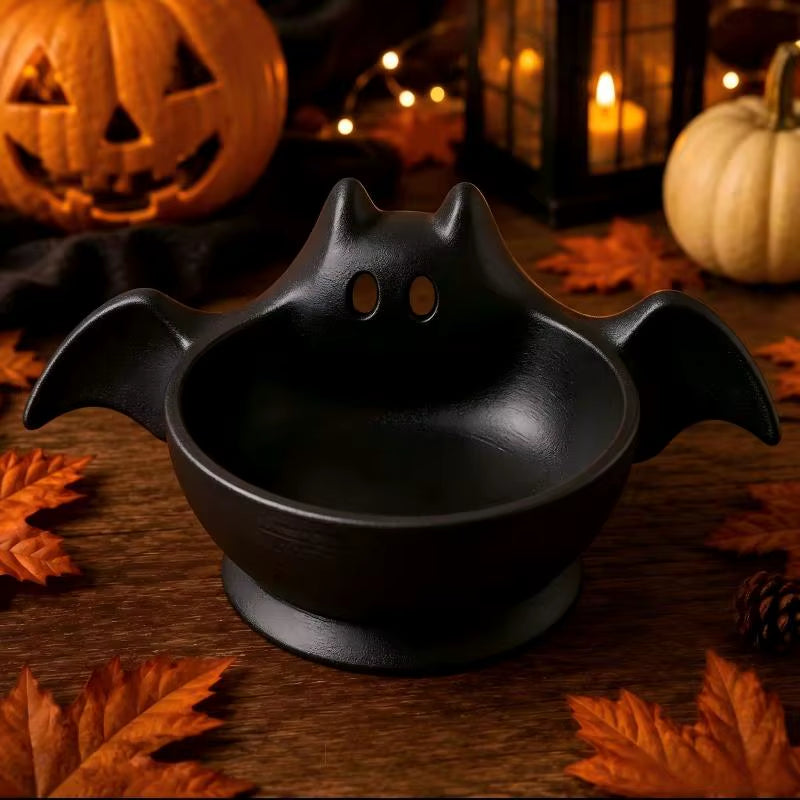 3D Printed Halloween Bat Shaped Storage Bowl Cute Luminous Halloween Snack Bowl Dark Style Gothic Desktop Candy Bowl