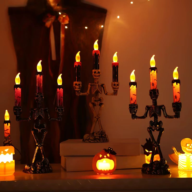 Halloween Skeleton Candle Lamp Ghost Festival Horror Decoration Prop Pumpkin Lamp Skeleton Ornament