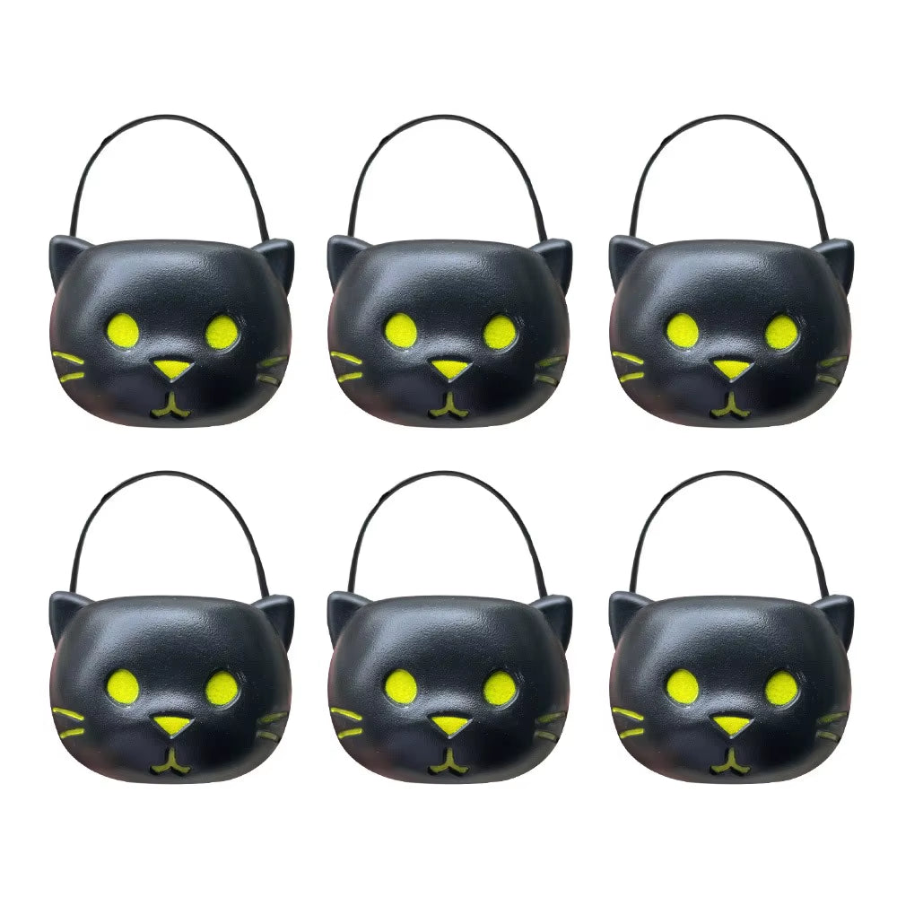 6PCS Set Spooky 6Cm Size Halloween Pumpkin Jar Triangular Eyes with Lid Pumpkin Lantern Mini Basket Pumpkin Bucket Holiday Props