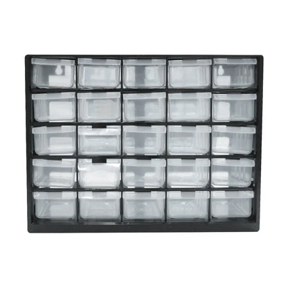 25 Drawers Part Toolbox, Wall Mounted Organizer Cabinet for Hardware Screws Electronic Components Plastic Storage Case