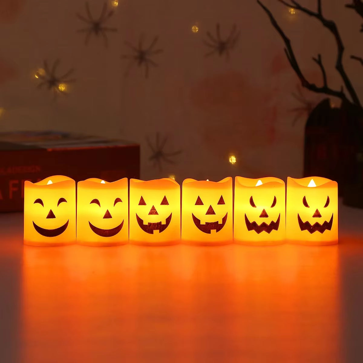 LED Candle Light Battery Pumpkin Halloween Electronic Skull Ghost Festival Spooky Pumpkin Light Atmosphere Decor Candle Light