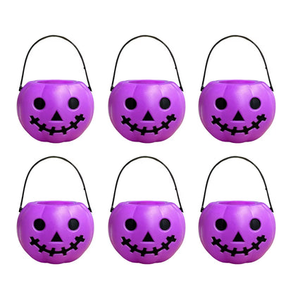 6PCS Set Spooky 6Cm Size Halloween Pumpkin Jar Triangular Eyes with Lid Pumpkin Lantern Mini Basket Pumpkin Bucket Holiday Props