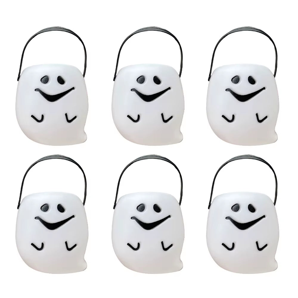 6PCS Set Spooky 6Cm Size Halloween Pumpkin Jar Triangular Eyes with Lid Pumpkin Lantern Mini Basket Pumpkin Bucket Holiday Props