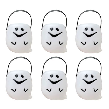 6PCS Set Spooky 6Cm Size Halloween Pumpkin Jar Triangular Eyes with Lid Pumpkin Lantern Mini Basket Pumpkin Bucket Holiday Props