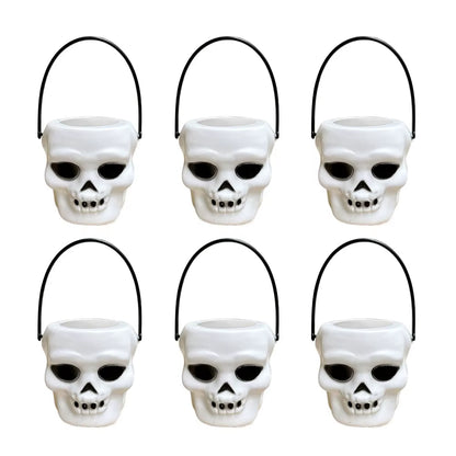 6PCS Set Spooky 6Cm Size Halloween Pumpkin Jar Triangular Eyes with Lid Pumpkin Lantern Mini Basket Pumpkin Bucket Holiday Props