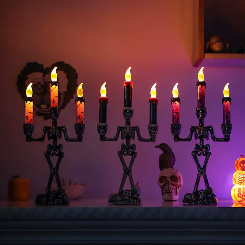 Halloween Skeleton Candle Lamp Ghost Festival Horror Decoration Prop Pumpkin Lamp Skeleton Ornament