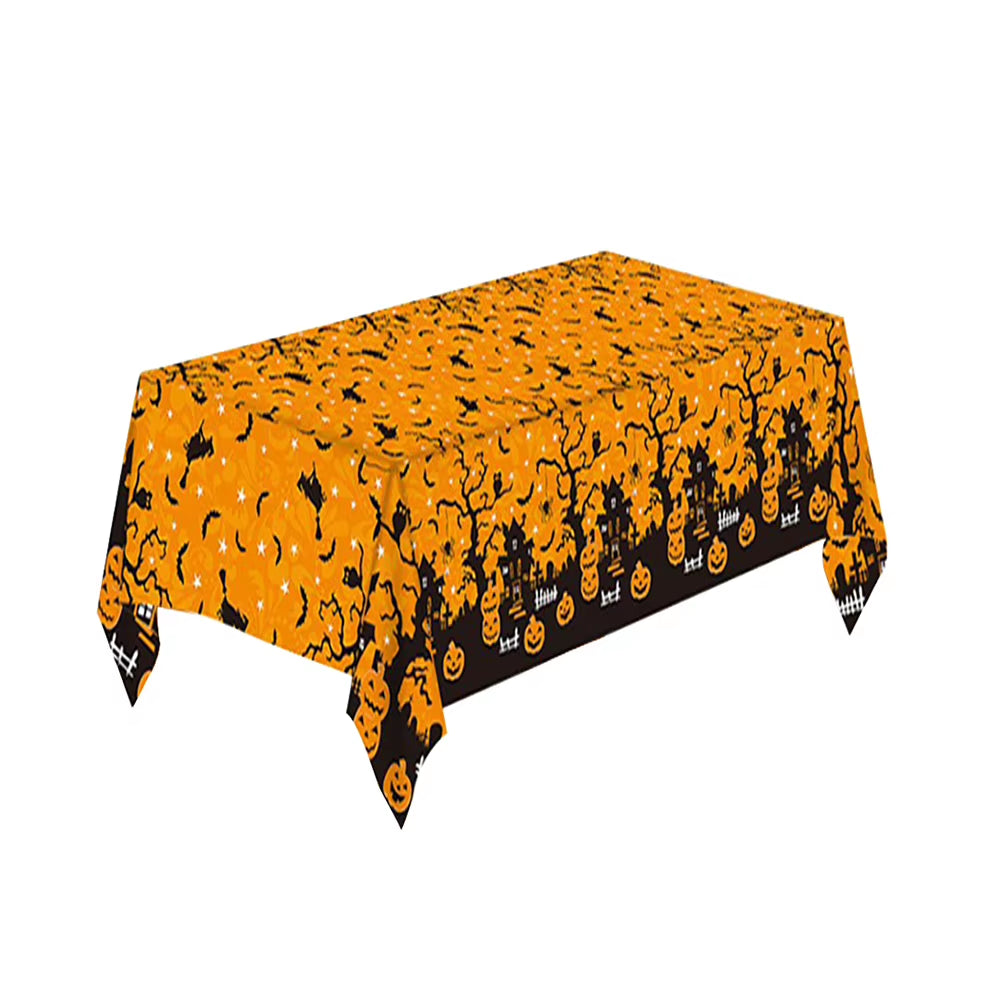 1Pc Disposable Plastic Halloween Tablecloth Pumpkin Spider Web Bat Print Table Cover Home Halloween Party Table Decor Supplies