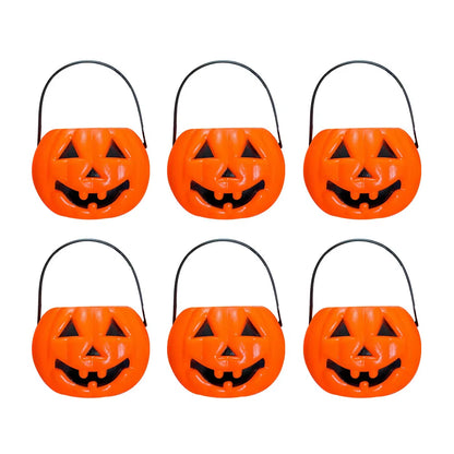 6PCS Set Spooky 6Cm Size Halloween Pumpkin Jar Triangular Eyes with Lid Pumpkin Lantern Mini Basket Pumpkin Bucket Holiday Props