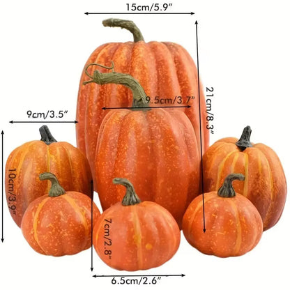 7Pcs Pumpkin Autumn Decor Outdoor Orange Foam Plastic Fake Artificial Pumpkin Halloween Harvest Festival Home Table Decor