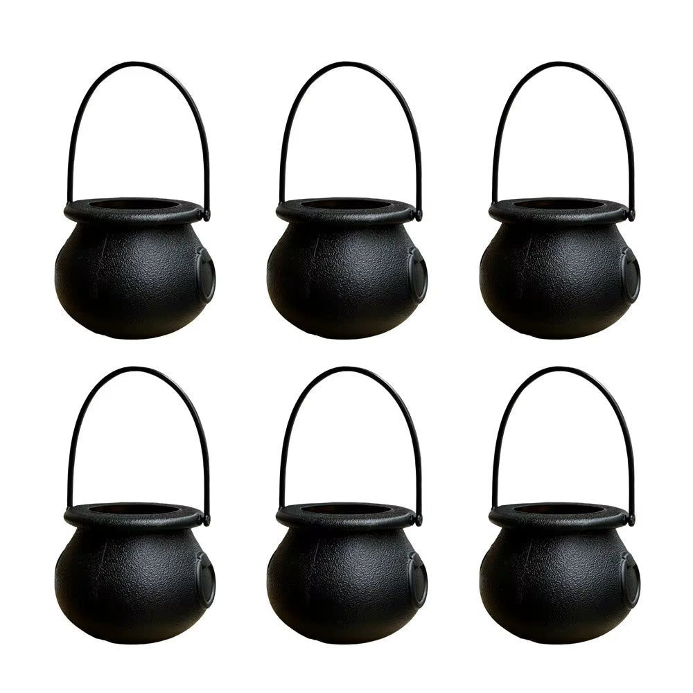 6PCS Set Spooky 6Cm Size Halloween Pumpkin Jar Triangular Eyes with Lid Pumpkin Lantern Mini Basket Pumpkin Bucket Holiday Props