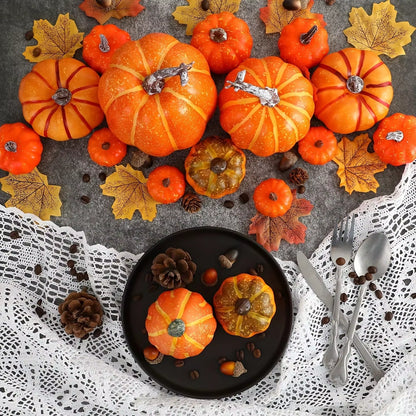 7Pcs Pumpkin Autumn Decor Outdoor Orange Foam Plastic Fake Artificial Pumpkin Halloween Harvest Festival Home Table Decor