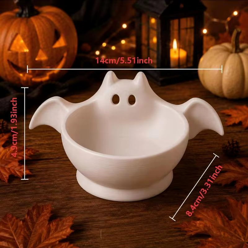 3D Printed Halloween Bat Shaped Storage Bowl Cute Luminous Halloween Snack Bowl Dark Style Gothic Desktop Candy Bowl