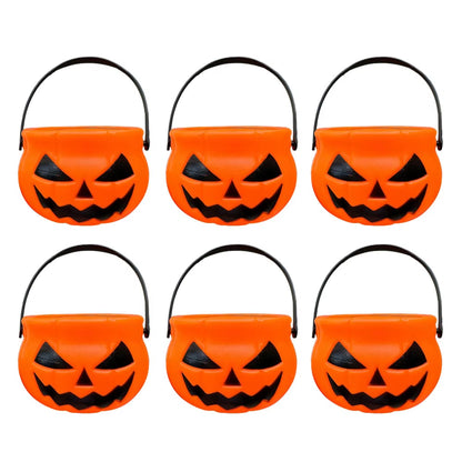 6PCS Set Spooky 6Cm Size Halloween Pumpkin Jar Triangular Eyes with Lid Pumpkin Lantern Mini Basket Pumpkin Bucket Holiday Props