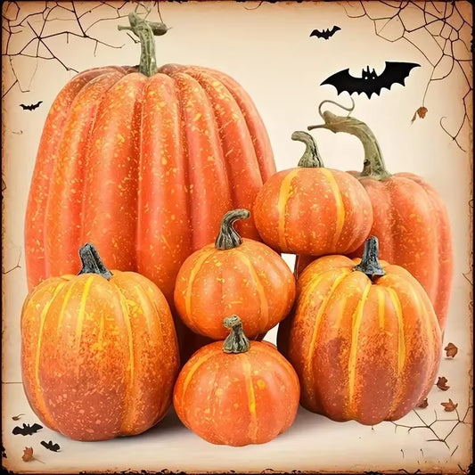 7Pcs Pumpkin Autumn Decor Outdoor Orange Foam Plastic Fake Artificial Pumpkin Halloween Harvest Festival Home Table Decor