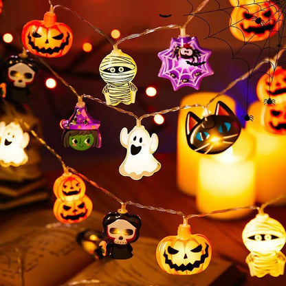 Halloween Decoration LED String Lights,Pumpkin Ghost Spider Web Hanging Lamp,Home Outdoor Lantern Props