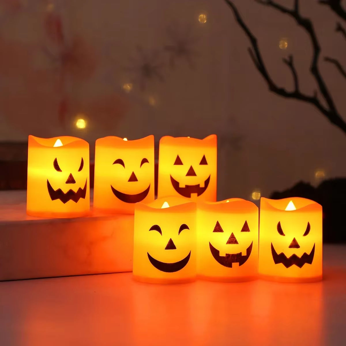 LED Candle Light Battery Pumpkin Halloween Electronic Skull Ghost Festival Spooky Pumpkin Light Atmosphere Decor Candle Light