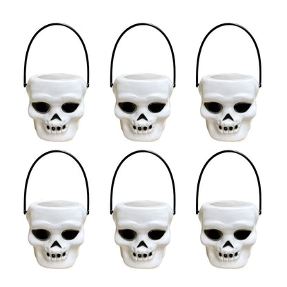 6PCS Set Spooky 6Cm Size Halloween Pumpkin Jar Triangular Eyes with Lid Pumpkin Lantern Mini Basket Pumpkin Bucket Holiday Props