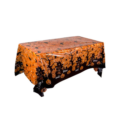 1Pc Disposable Plastic Halloween Tablecloth Pumpkin Spider Web Bat Print Table Cover Home Halloween Party Table Decor Supplies