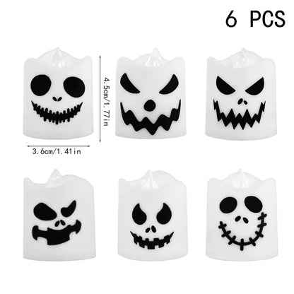 Domusse™ Set 6 Candele LED Halloween Fantasma e Zucca