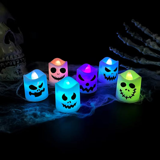 Domusse™ Set 6 Candele LED Halloween Fantasma e Zucca